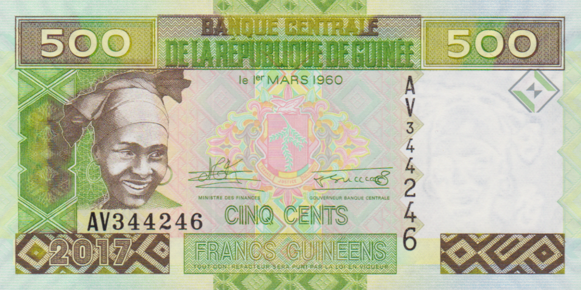 P47b Guinea 500 Francs Year 2017